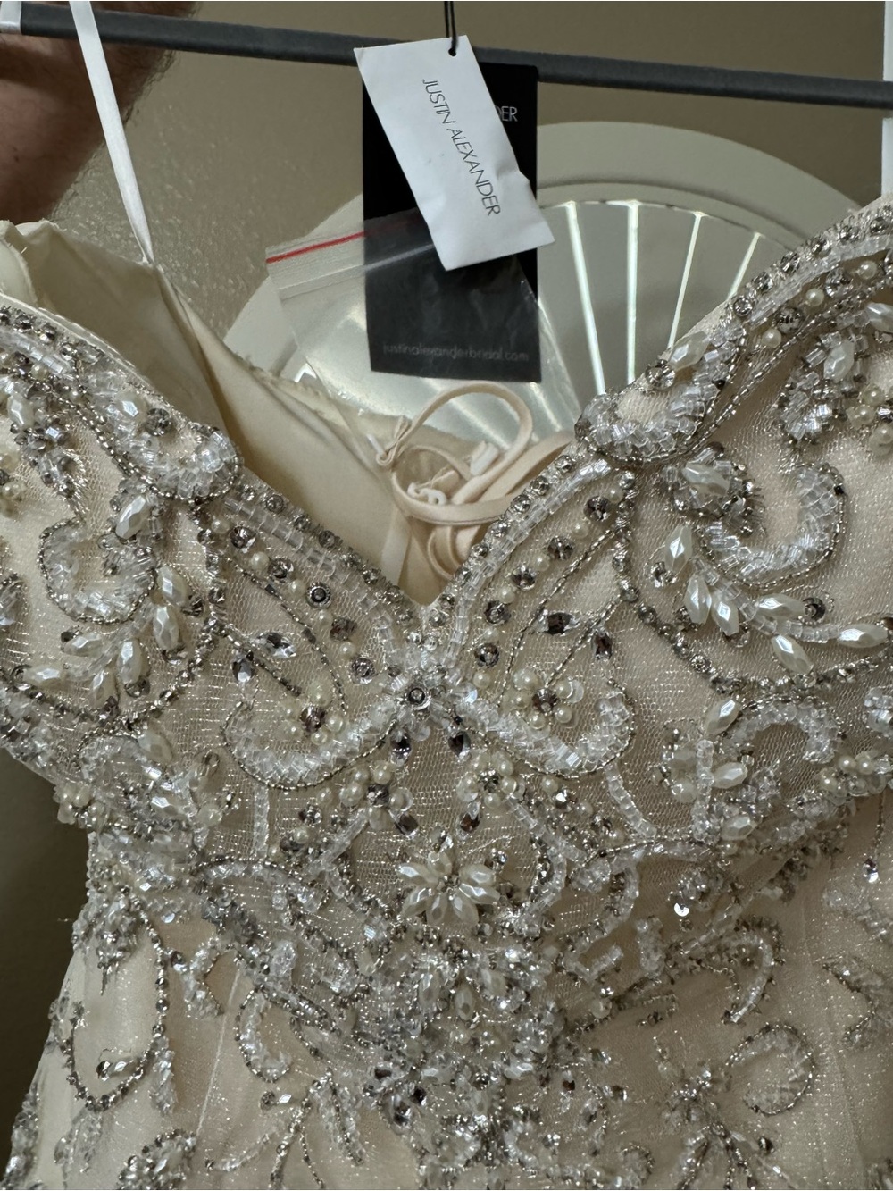 Light Gold & Silver Wedding Dress - Justin Alexander fits like a street size 6/8